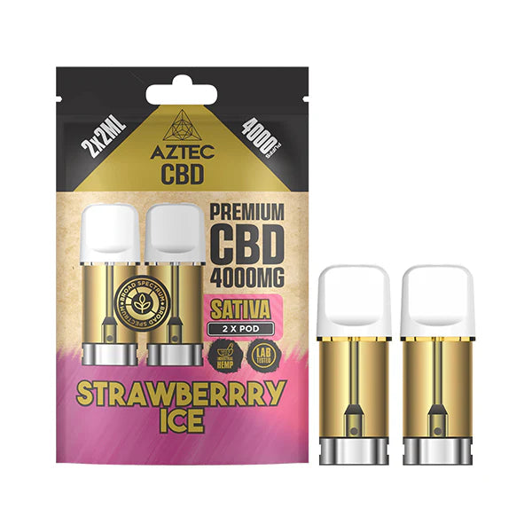 AZTEC CBD POD REFILL 4000MG 2X2ML 4000PUFFS STRAWBERRY ICE