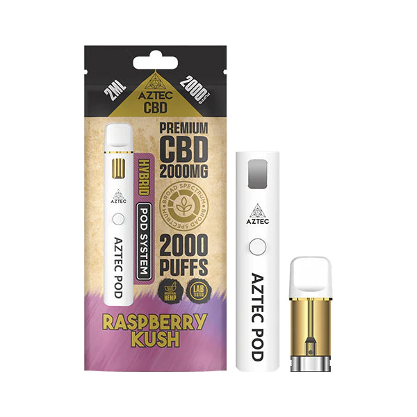 AZTEC CBD POD SYSTEM 2000MG 2ML 2000PUFFS RASPBERRY KUSH