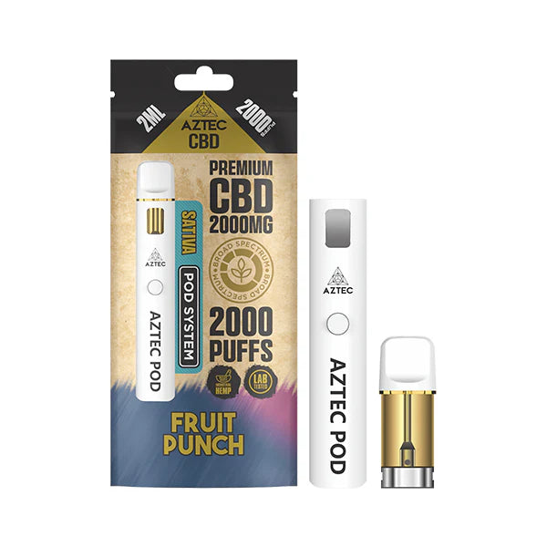 AZTEC CBD POD SYSTEM 2000MG 2ML 2000PUFFS FRUIT PUNCH