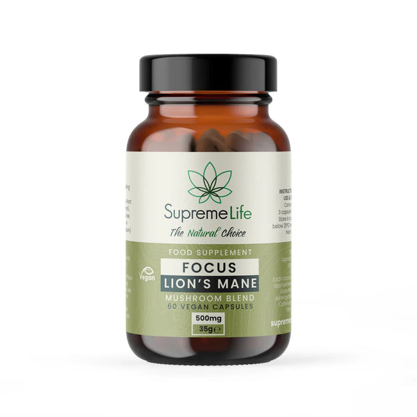SUPREME CBD MUSHROOM CAPSULES 500MG 60PCS LION'S MANE FOCUS