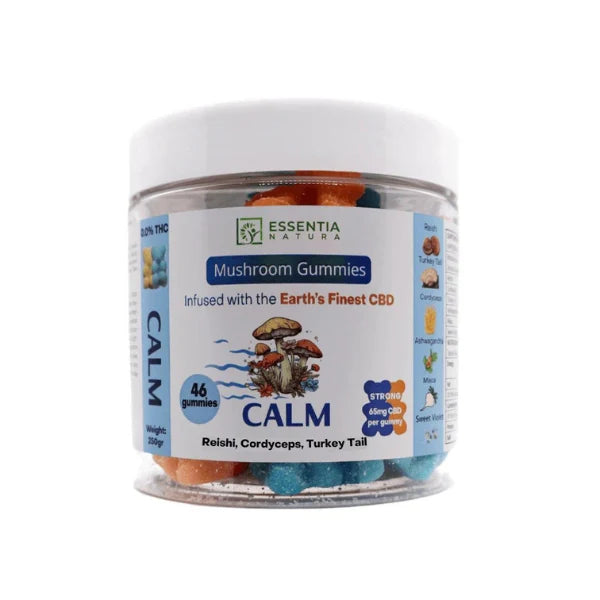 ESSENTIA NATURA MUSHROOM GUMMIES CALM REISHI CORDYCEPS & TURKEY TAIL 3000MG