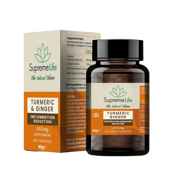 SUPREME CBD TURMERIC & GINGER CAPSULES 450MG 60PCS