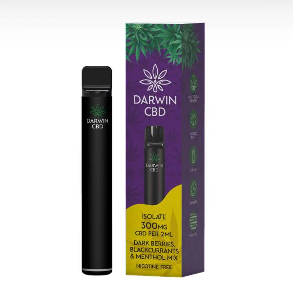 DARWIN CBD PREFILLED POD SYSTEM STARTER KIT 300mg DARK BERRIES BLACKCURRANTS & MENTHOL MIX