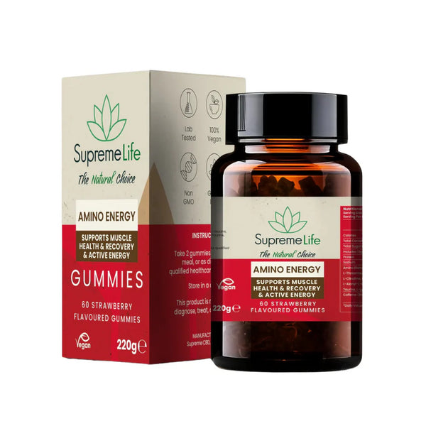 SUPREME CBD AMINO ENERGY GUMMIES STRAWBERRY FLAVOUR 60PCS