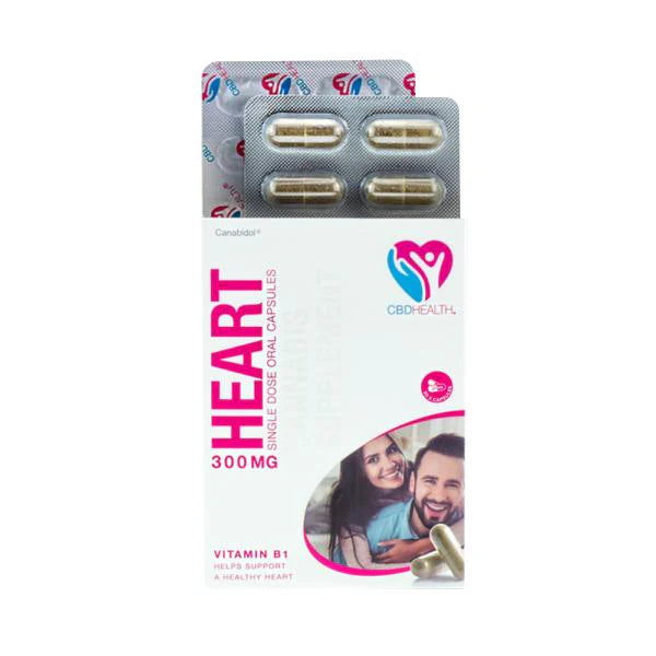 CBD BY BRITISH CANNABIS HEALTH ORAL CAPSULES 300MG 30PCS HEART VITAMIN B1