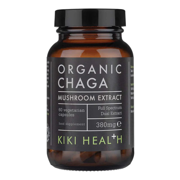 KIKI HEALTH ORGANIC MUSHROOM EXTRACT 60 VEGETARIAN CAPSULES CHAGA 380MG