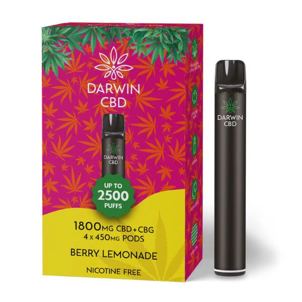 DARWIN CBD PREFILLED POD SYSTEM STARTER KIT THE BIG ONE 1800mg BERRY LEMONADE