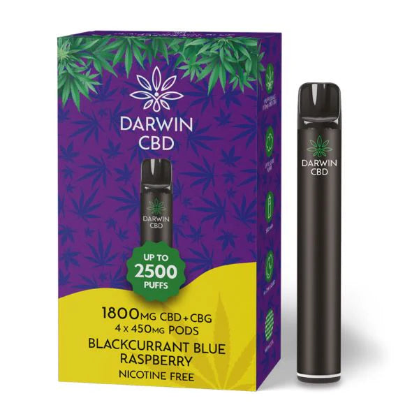 DARWIN CBD PREFILLED POD SYSTEM STARTER KIT THE BIG ONE 1800mg BLACKCURRANT BLUE RASPBERRY