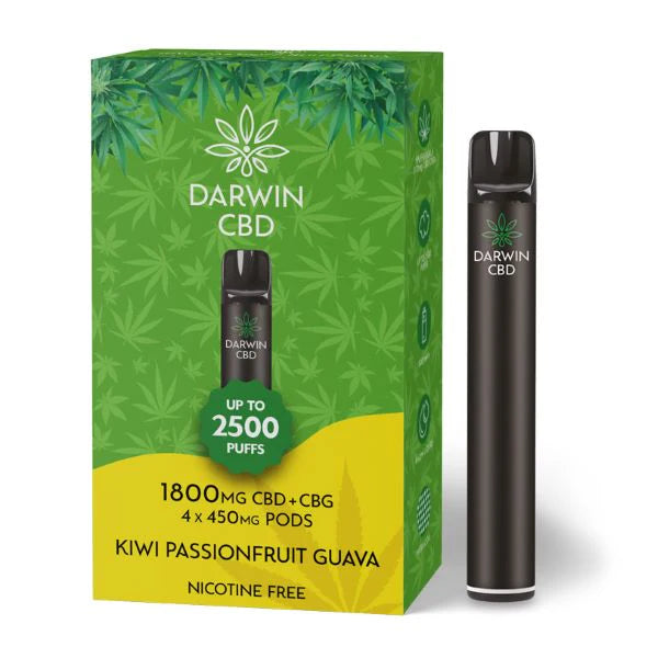 DARWIN CBD PREFILLED POD SYSTEM STARTER KIT THE BIG ONE 1800mg KIWI PASSION FRUIT GUAVA