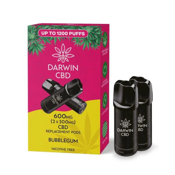 DARWIN CBD REPLACEMENT PODS 600mg (2x300mg) BUBBLEGUM