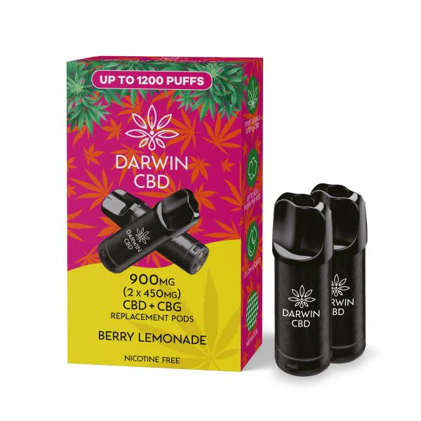 DARWIN CBD REPLACEMENT PODS THE BIG ONE 900mg(2x450mg) BERRY LEMONADE