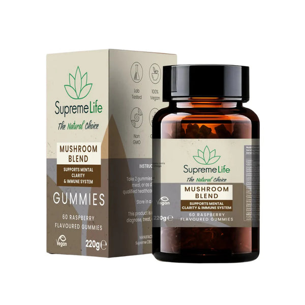 SUPREME CBD MUSHROOM BLEND GUMMIES RASPBERRY FLAVOUR 60PCS