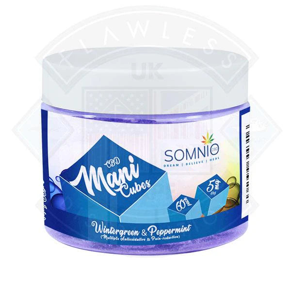 SOMNIO CBD MANI CUBES 5MG CBD 4 OZ 60 PCS/PACK WINTERGREEN & PEPPERMINT