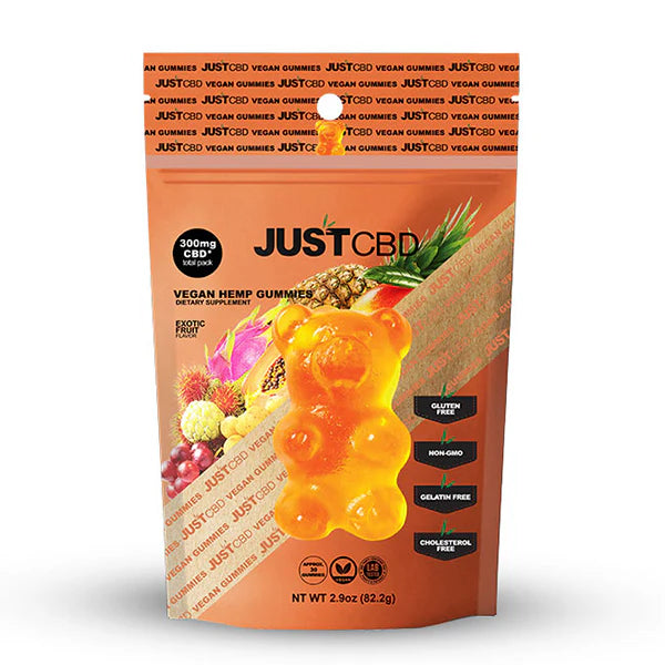 JUST CBD GUMMIES BAG 300MG 82.2G BEARS EXOTIC FRUIT