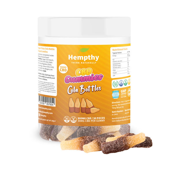 HEMPTHY CBD GUMMIES COLA BOTTLES 900MG 30PCS