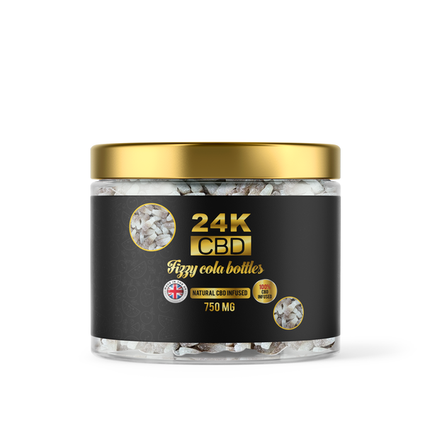 24K CBD PREMIUM GUMMIES FIZZY COLA BOTTLES - 750MG